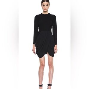 A.L.C. Tolan Black Long Sleeve Draped Dress